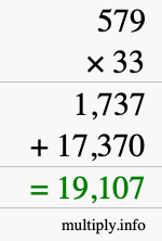 How to calculate 579 times 33 using long multiplication