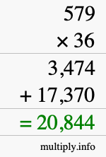 How to calculate 579 times 36 using long multiplication