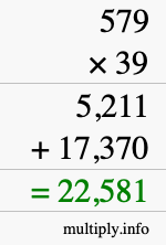 How to calculate 579 times 39 using long multiplication
