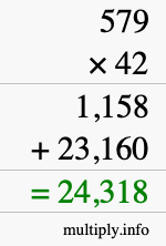 How to calculate 579 times 42 using long multiplication