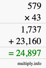 How to calculate 579 times 43 using long multiplication