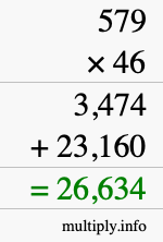 How to calculate 579 times 46 using long multiplication