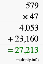 How to calculate 579 times 47 using long multiplication