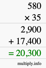 How to calculate 580 times 35 using long multiplication How to calculate 580 times 35 using long multiplication