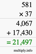 How to calculate 581 times 37 using long multiplication
