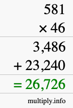 How to calculate 581 times 46 using long multiplication