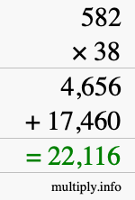 How to calculate 582 times 38 using long multiplication How to calculate 582 times 38 using long multiplication