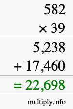 How to calculate 582 times 39 using long multiplication
