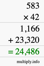 How to calculate 583 times 42 using long multiplication