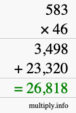 How to calculate 583 times 46 using long multiplication