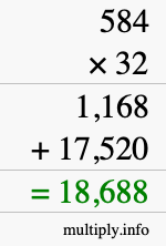 How to calculate 584 times 32 using long multiplication How to calculate 584 times 32 using long multiplication