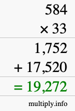 How to calculate 584 times 33 using long multiplication
