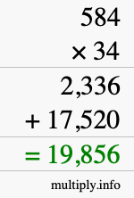How to calculate 584 times 34 using long multiplication How to calculate 584 times 34 using long multiplication
