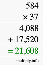 How to calculate 584 times 37 using long multiplication