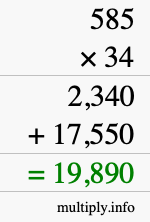 How to calculate 585 times 34 using long multiplication How to calculate 585 times 34 using long multiplication