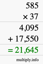 How to calculate 585 times 37 using long multiplication