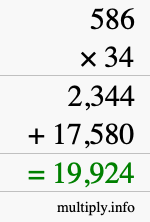 How to calculate 586 times 34 using long multiplication