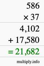 How to calculate 586 times 37 using long multiplication