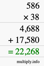 How to calculate 586 times 38 using long multiplication