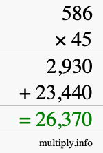 How to calculate 586 times 45 using long multiplication