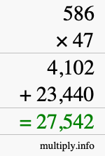 How to calculate 586 times 47 using long multiplication