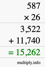 How to calculate 587 times 26 using long multiplication How to calculate 587 times 26 using long multiplication
