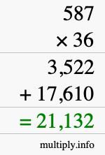How to calculate 587 times 36 using long multiplication How to calculate 587 times 36 using long multiplication