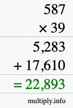 How to calculate 587 times 39 using long multiplication