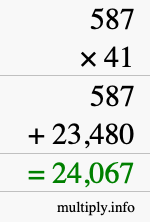 How to calculate 587 times 41 using long multiplication