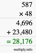 How to calculate 587 times 48 using long multiplication How to calculate 587 times 48 using long multiplication