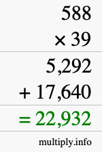 How to calculate 588 times 39 using long multiplication