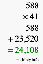 How to calculate 588 times 41 using long multiplication
