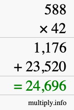 How to calculate 588 times 42 using long multiplication How to calculate 588 times 42 using long multiplication
