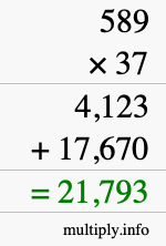 How to calculate 589 times 37 using long multiplication