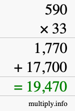How to calculate 590 times 33 using long multiplication