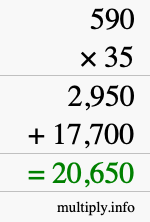 How to calculate 590 times 35 using long multiplication How to calculate 590 times 35 using long multiplication