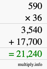 How to calculate 590 times 36 using long multiplication How to calculate 590 times 36 using long multiplication