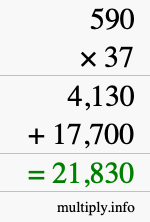 How to calculate 590 times 37 using long multiplication