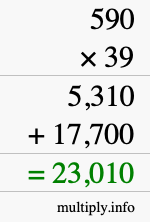 How to calculate 590 times 39 using long multiplication