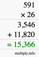 How to calculate 591 times 26 using long multiplication How to calculate 591 times 26 using long multiplication