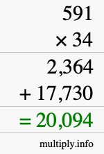 How to calculate 591 times 34 using long multiplication How to calculate 591 times 34 using long multiplication