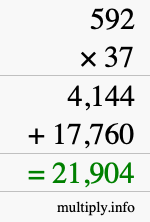 How to calculate 592 times 37 using long multiplication