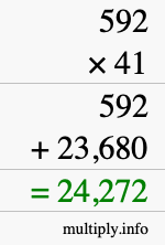 How to calculate 592 times 41 using long multiplication