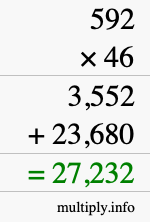 How to calculate 592 times 46 using long multiplication How to calculate 592 times 46 using long multiplication