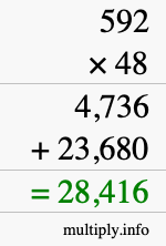 How to calculate 592 times 48 using long multiplication How to calculate 592 times 48 using long multiplication