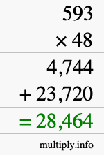 How to calculate 593 times 48 using long multiplication How to calculate 593 times 48 using long multiplication
