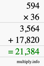 How to calculate 594 times 36 using long multiplication How to calculate 594 times 36 using long multiplication
