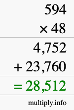 How to calculate 594 times 48 using long multiplication How to calculate 594 times 48 using long multiplication
