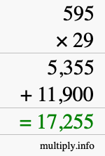 How to calculate 595 times 29 using long multiplication