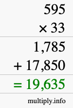 How to calculate 595 times 33 using long multiplication